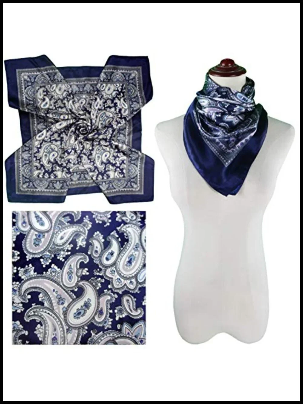 4 Pc Set Satin Square Scarves 35x35 in Hair Neck Head Scarf Bundle